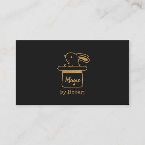 Faux Gold Magic Bunny in Hat Magician Business Card