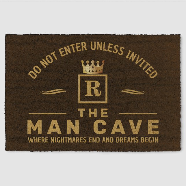 FAUX GOLD Man Cave Fiber Doormat (Front)