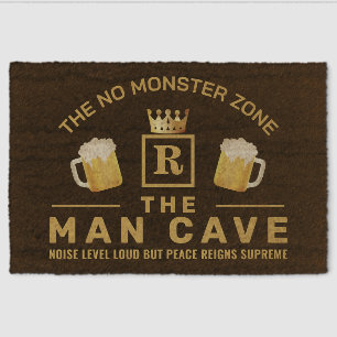 FAUX GOLD Man Cave NO MONSTER ZONE Fiber Doormat