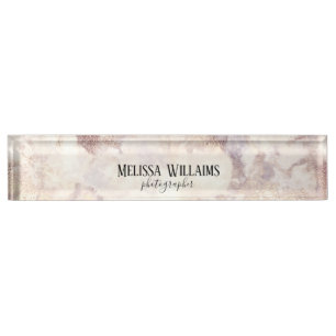 Faux Gold Marble Business Desk Nameplate