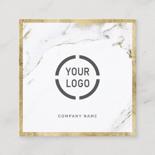 Faux gold marble custom company logo professional square business card