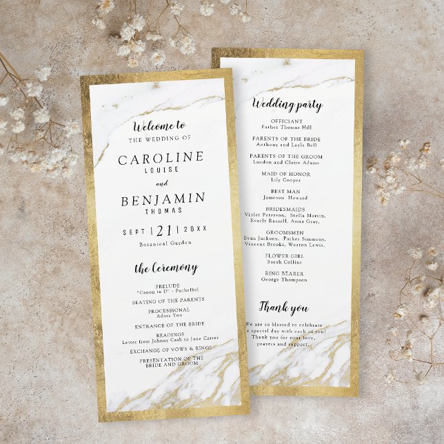 Faux gold marble luxury modern wedding program (Faux gold marble luxury modern wedding program)