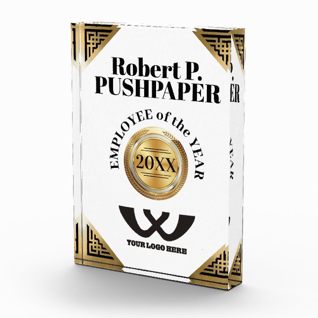 Faux gold medal employee of the year recognition acrylic award (Right)