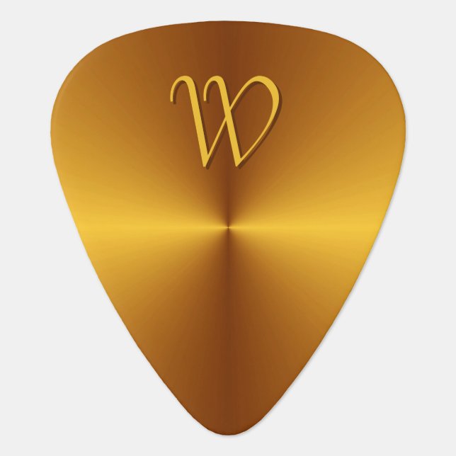 Faux Gold Metal Guitar Pick Personalized Monogram (Front)