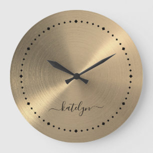 Faux Gold  Metal  Monogram Large Clock