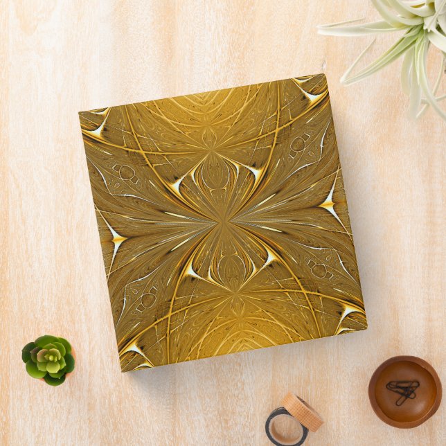 Faux Gold Metal Pattern Design 3 Ring Binder (In Situ)