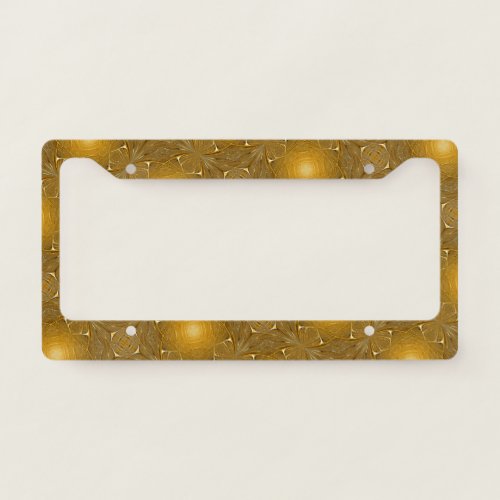 Faux Gold Metal Pattern Design License Plate Frame