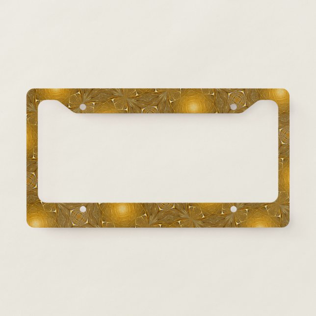 Faux Gold Metal Pattern Design License Plate Frame (Front)