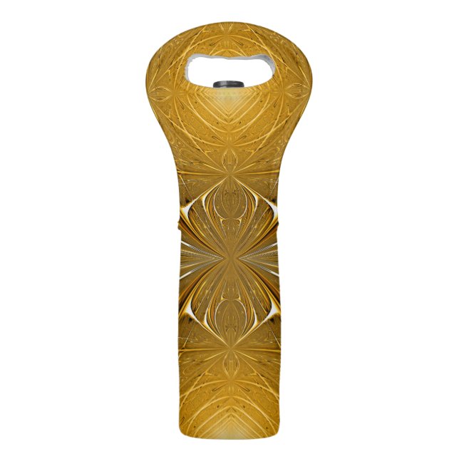 Faux Gold Metal Pattern Design Wine Bag (Front)