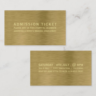 Faux Gold Metal Texture Admission Ticket Card