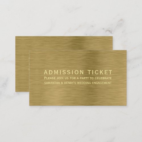 Faux Gold Metal Texture Admission Ticket Card 