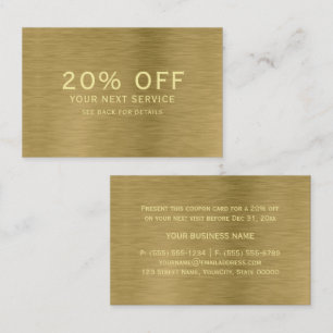 Faux Gold Metal Texture Discount Voucher Card