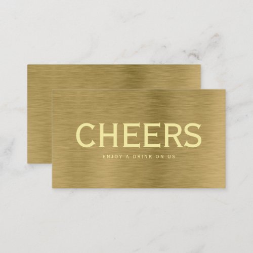 Faux Gold Metal Texture Free Drinks Ticket Card