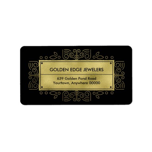 Faux Gold Metallic Black Ornamental Label