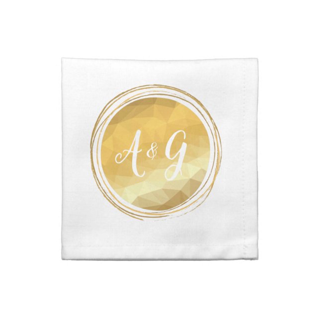Faux gold metallic effect initial cloth napkins. napkin (Quarter Fold)