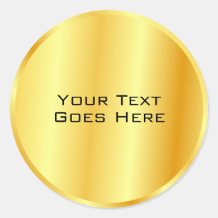 Faux Gold Metallic Look Add Your Text Custom Classic Round Sticker