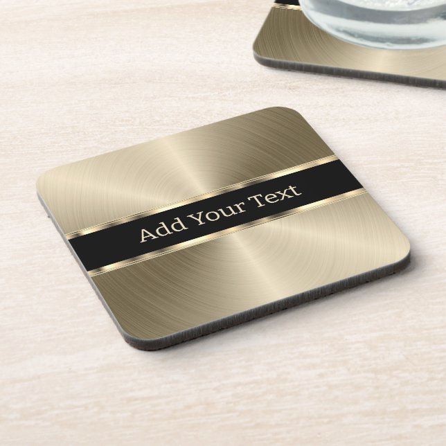 Faux Gold Metallic Look Beverage Coaster (Left Side)