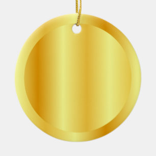 Faux Gold Metallic Look Blank Template Circle Ceramic Ornament