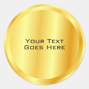 Faux Gold Metallic Look Custom Template Classic Round Sticker