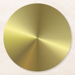 Faux Gold Metallic Look Elegant Blank Template Round Paper Coaster