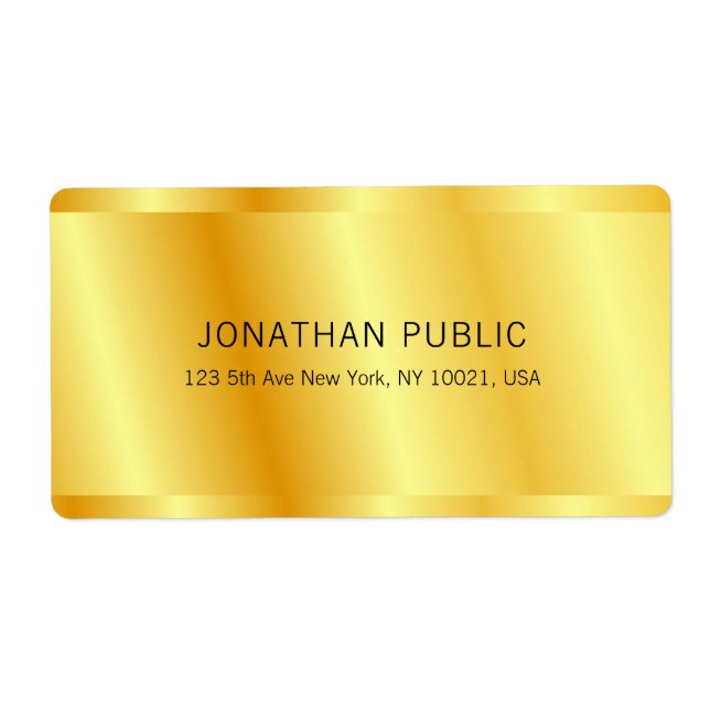 Faux Gold Metallic Look Elegant Glamorous Custom Label (Front)