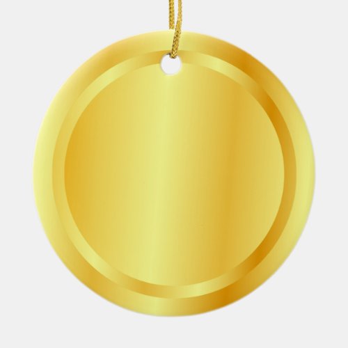 Faux Gold Metallic Look Elegant Template Circle Ceramic Ornament