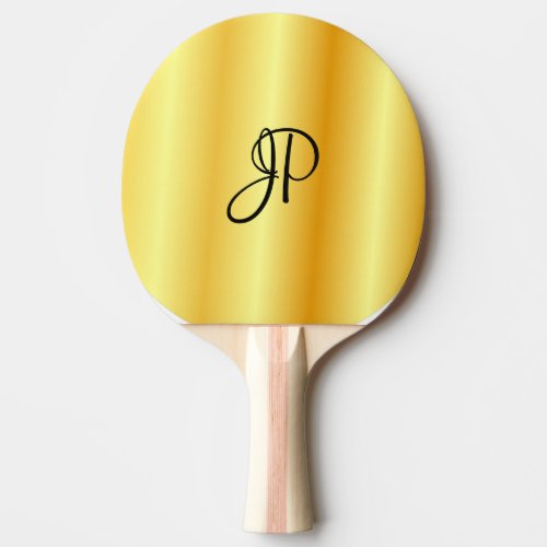 Faux Gold Metallic Look Handwritten Monogram Ping Pong Paddle