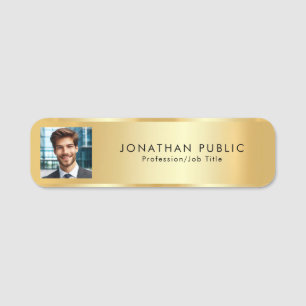 Faux Gold Metallic Look Modern Elegant Simple Name Tag