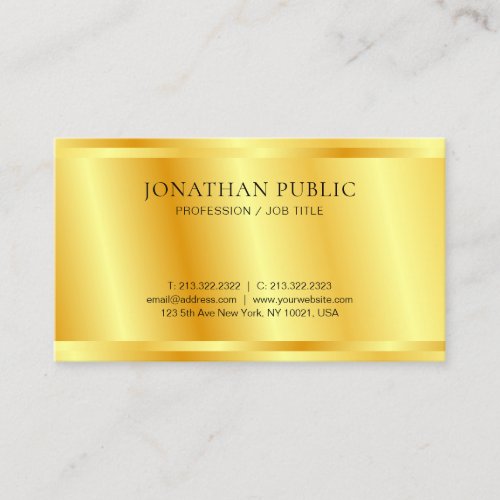 Faux Gold Metallic Look Modern Elegant Template Business Card