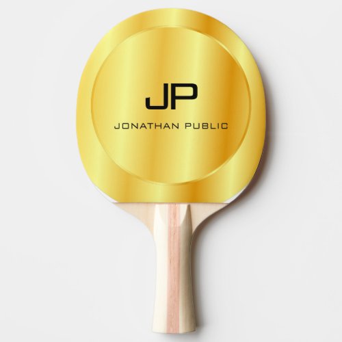 Faux Gold Metallic Look Monogram Template Ping Pong Paddle