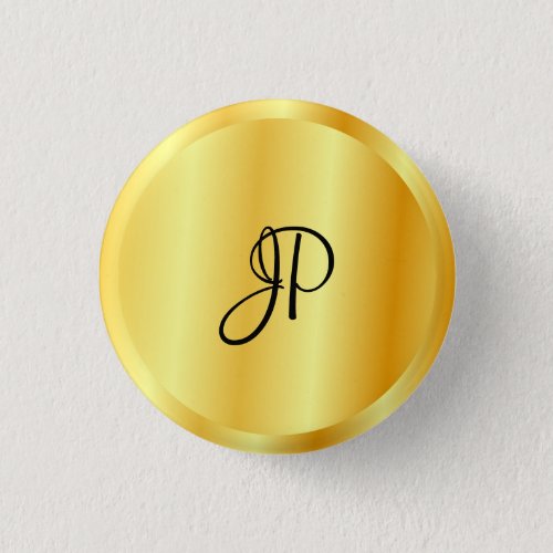 Faux Gold Metallic Look Monogrammed Template Button
