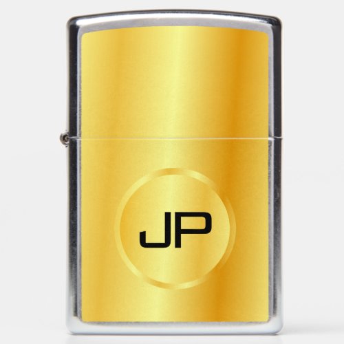 Faux Gold Metallic Look Monogrammed Template Zippo Lighter