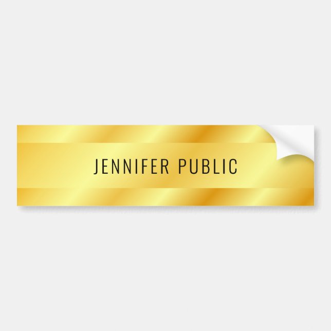 Faux Gold Metallic Look Personalized Elegant Bumper Sticker (Front)