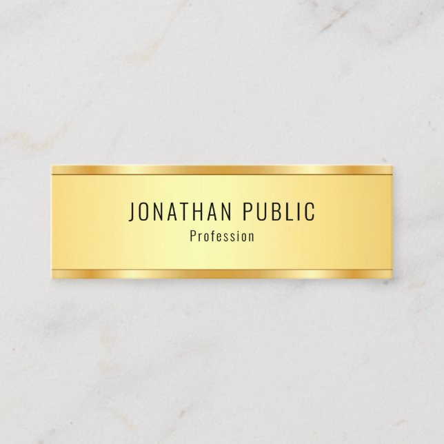 Faux Gold Metallic Look Template Elegant Modern Mini Business Card (Front)