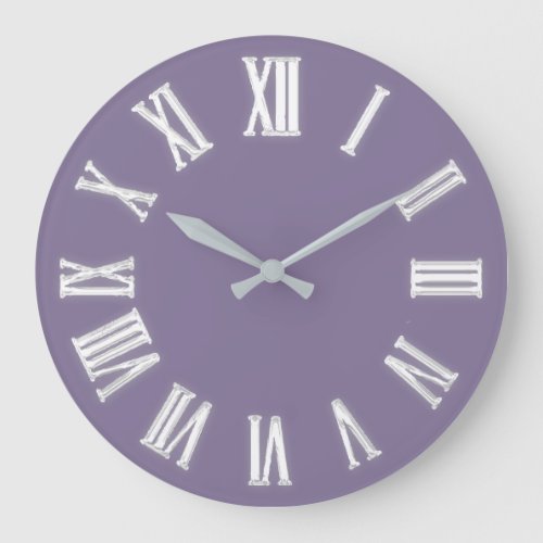 Faux Gold Metallic Minimal Roman Numbers Lavender Large Clock