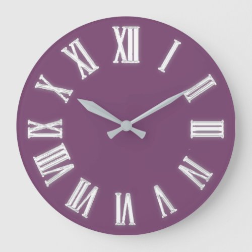 Faux Gold Metallic Minimal Roman Numbers Violet Large Clock