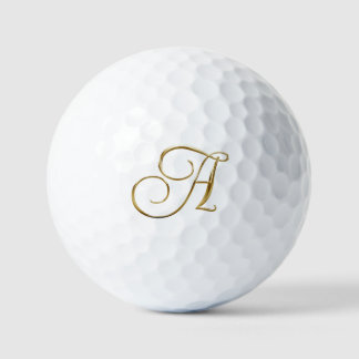Faux Gold Metallic Monogram A Golf Balls