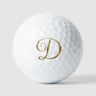 Faux Gold Metallic Monogram D Golf Balls