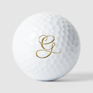Faux Gold Metallic Monogram G Golf Balls