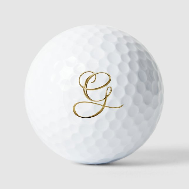 Faux Gold Metallic Monogram G Golf Balls (Front)