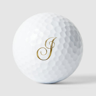 Faux Gold Metallic Monogram I Golf Balls