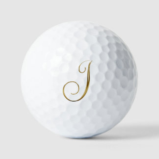 Faux Gold Metallic Monogram J Golf Balls