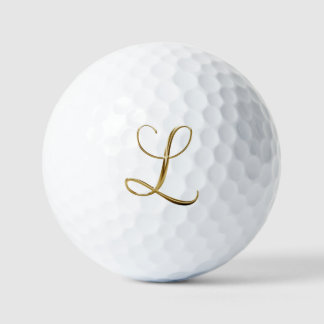 Faux Gold Metallic Monogram L Golf Balls