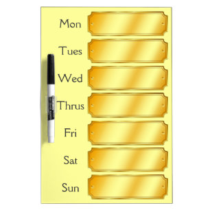 Faux Gold Metallic Sheen Color Weekly Appointment Dry-Erase Board