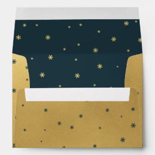 Faux Gold Metallic Snowflakes Holiday   Envelope