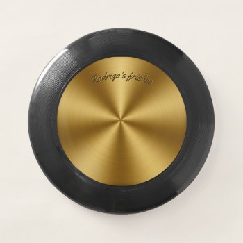 Faux Gold Metallic Texture Name Stylish Metal Cool Wham-o Frisbee by red_dress at Zazzle