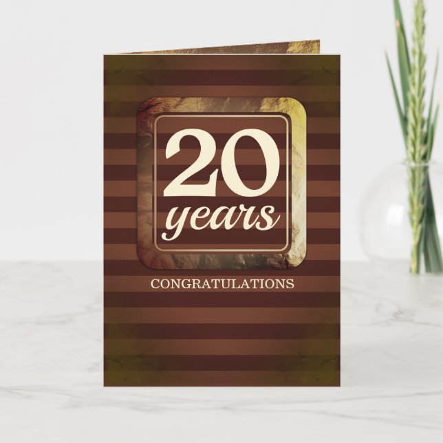 Faux gold milestone employee anniversary card (Front)