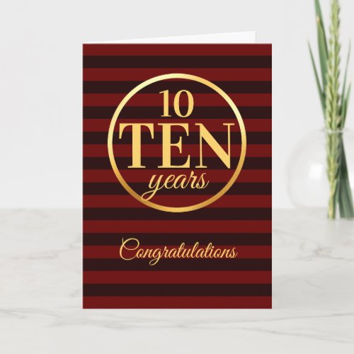 Faux gold milestone employee anniversary card