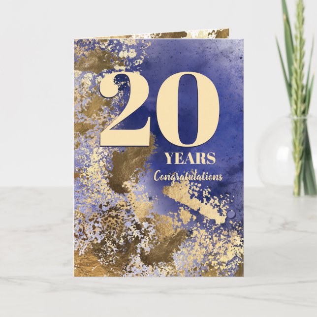Faux gold milestone employee anniversary card (Front)