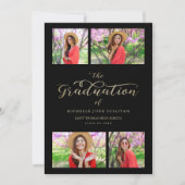 Faux Gold Minimalist Collage Graduation 4 Photos (Front)